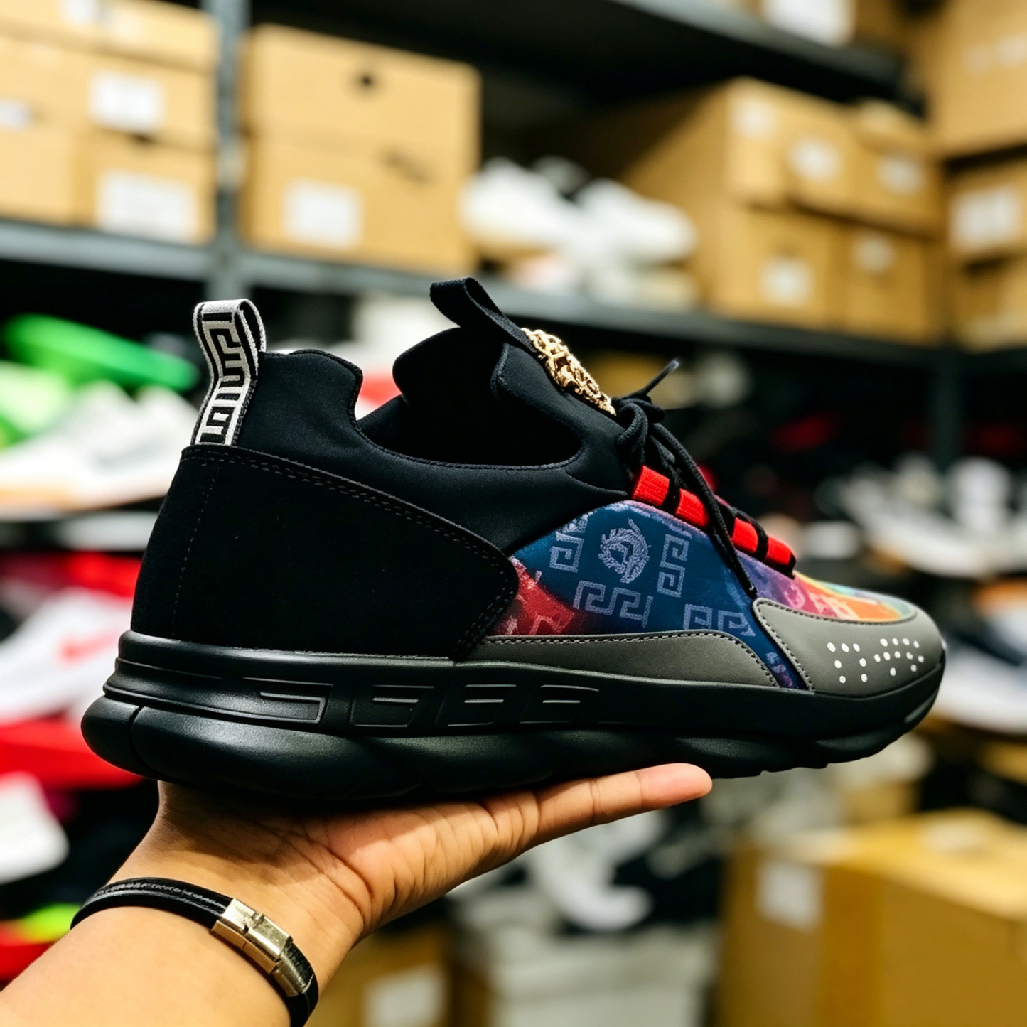 Luxury Black Rainbow Print Casual Shoes