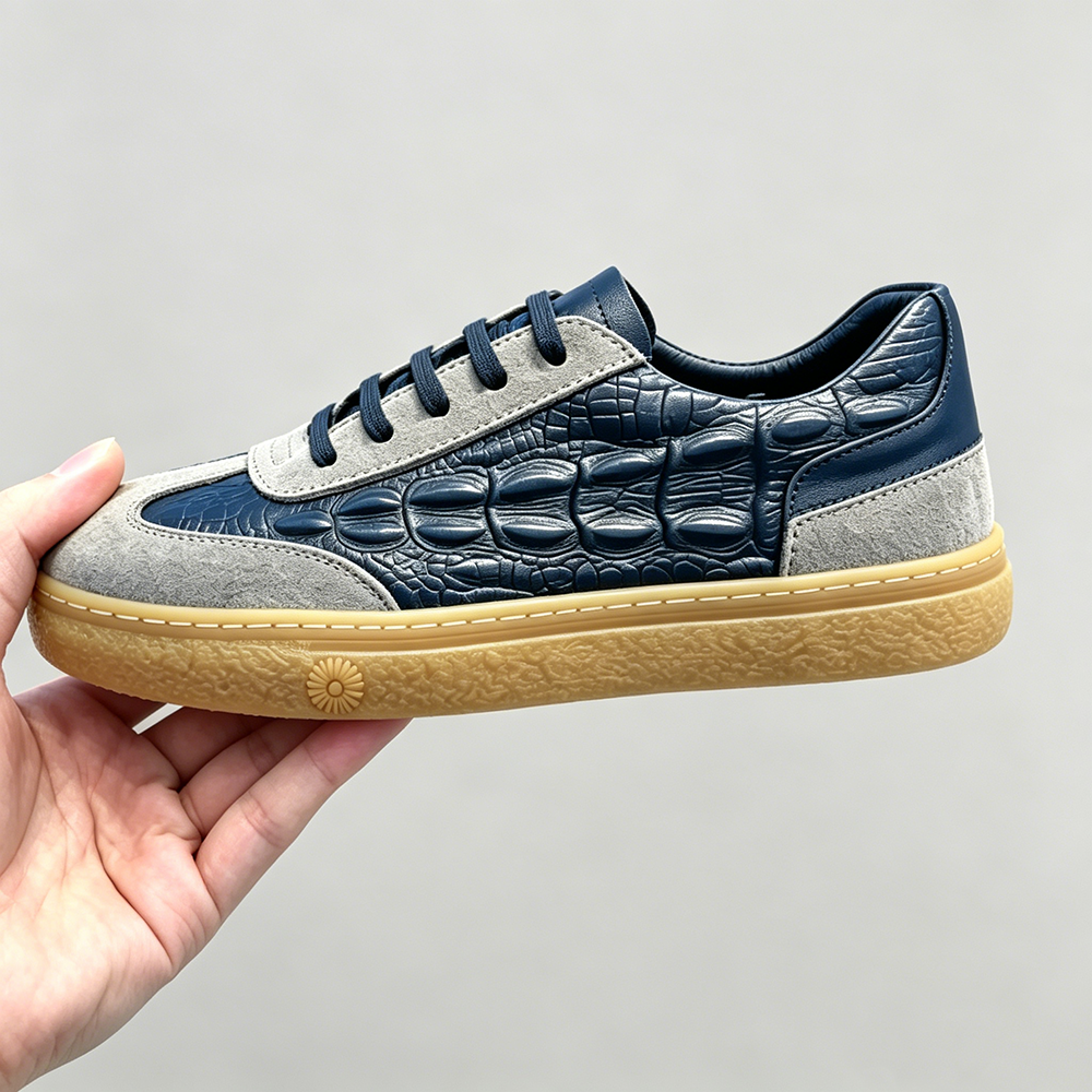 Men’s Croc-Embossed Leather Sneakers