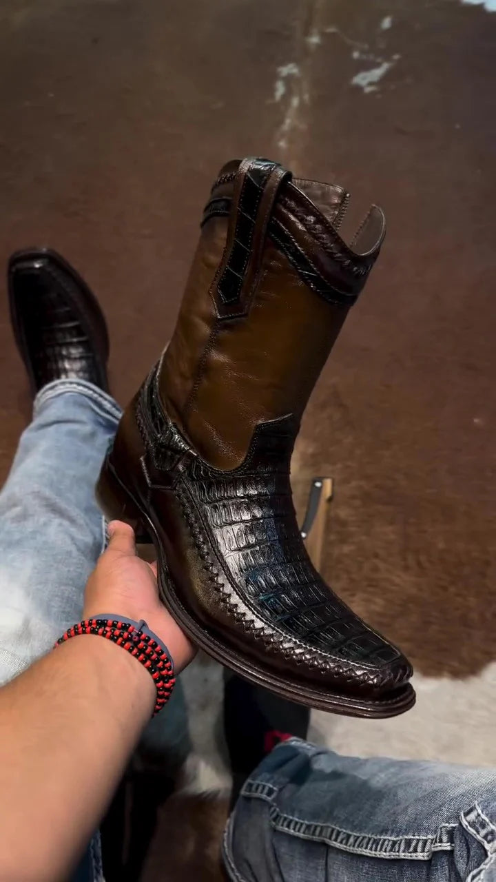 Exotic Crocodile Embossed Boots