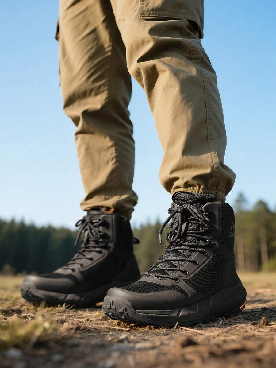 Black breathable mesh tactical patrol boots