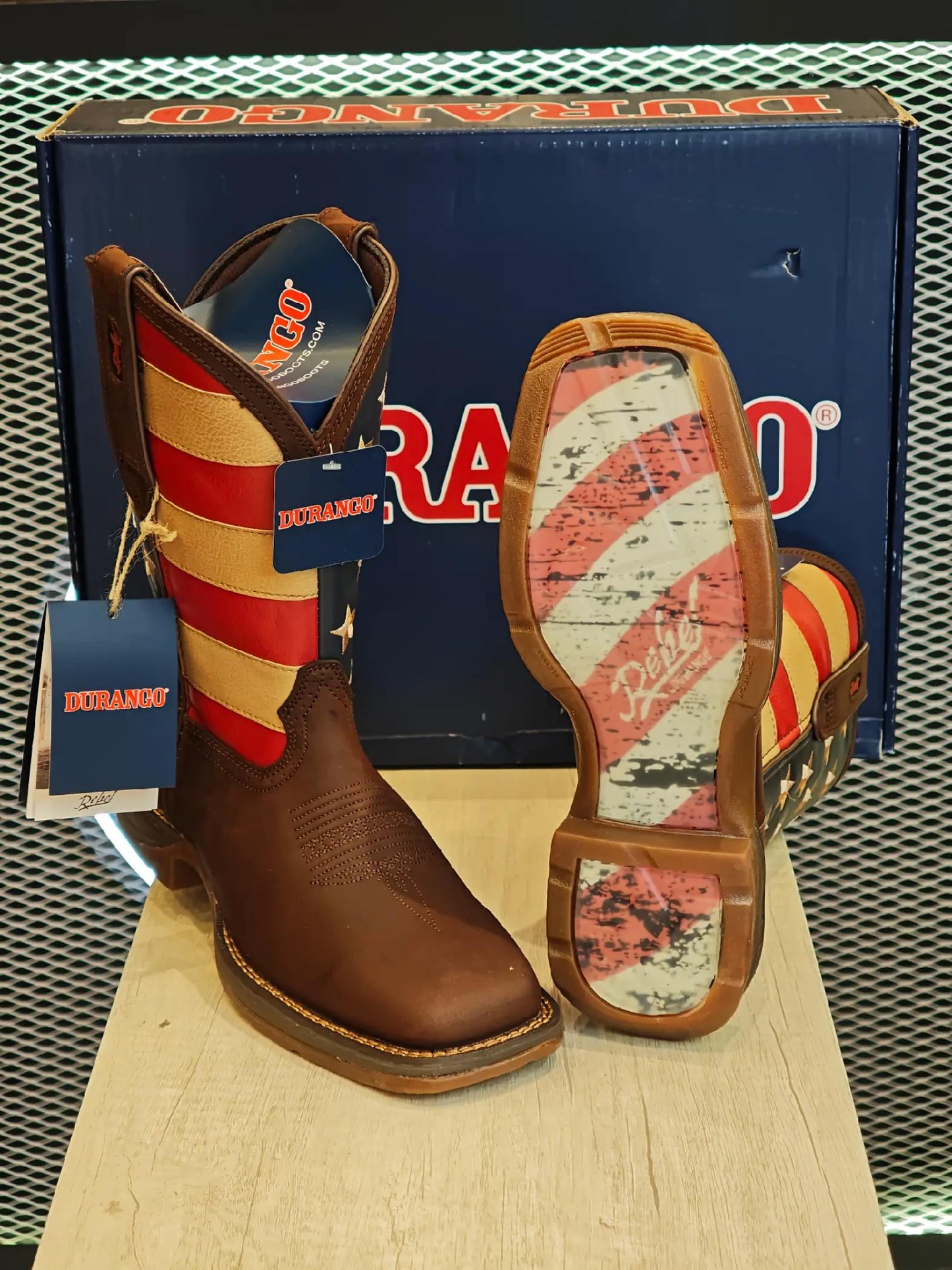 American Flag Square Toe Western Boots