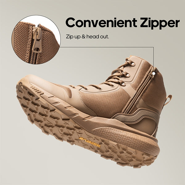 Brown breathable mesh tactical patrol boots