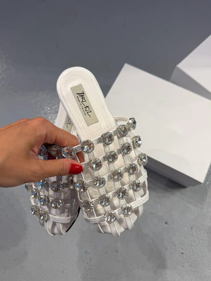 Women's gem-encrusted flat sandals