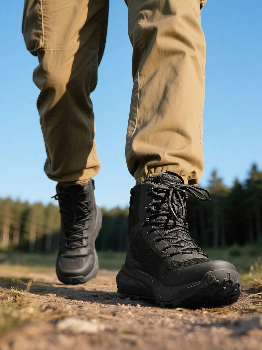 Black breathable mesh tactical patrol boots