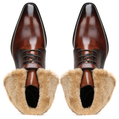 Men's Brown Designer Fur Boots