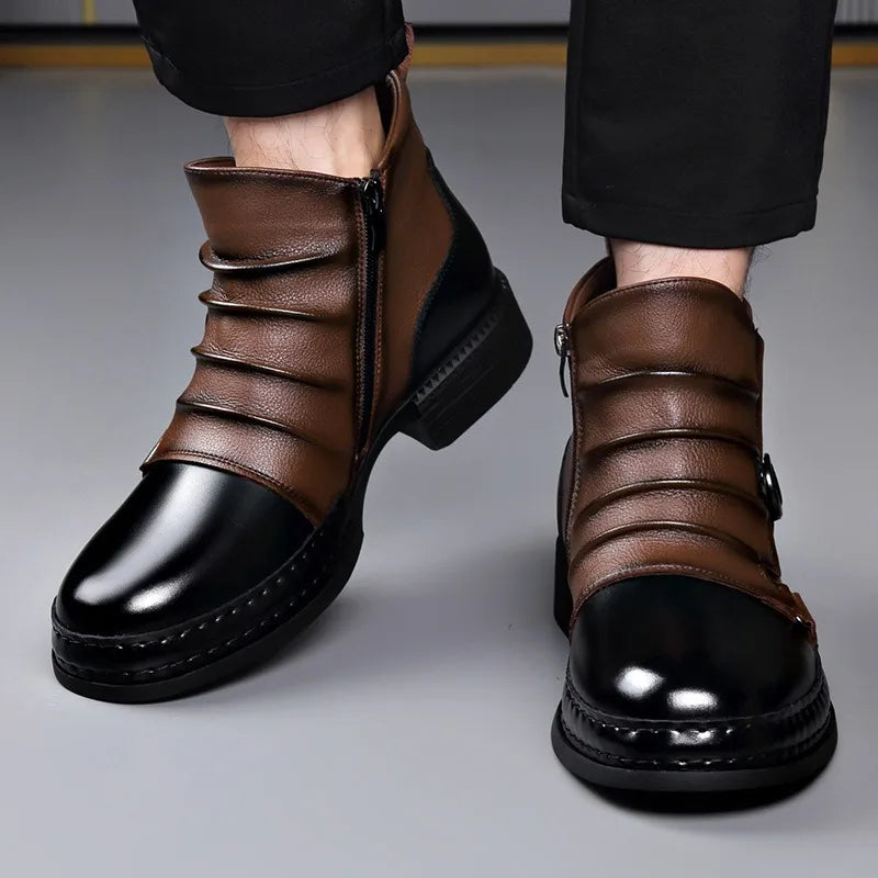 2026 Men's Luxury Denim Leather Boots