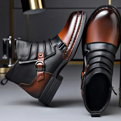 2026 Men's Luxury Denim Leather Boots