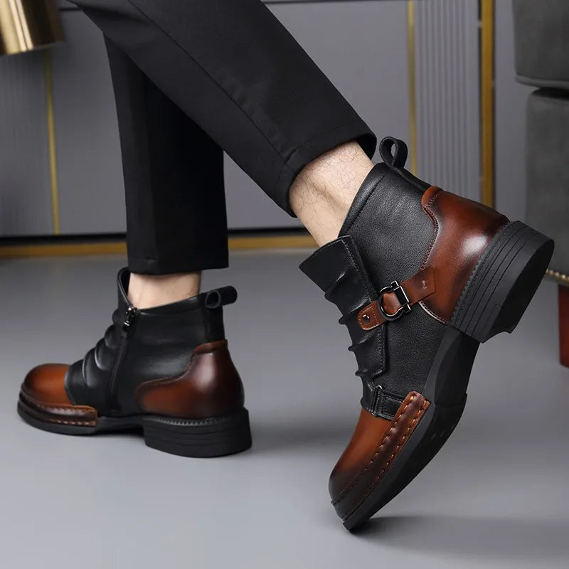 2026 Men's Luxury Denim Leather Boots