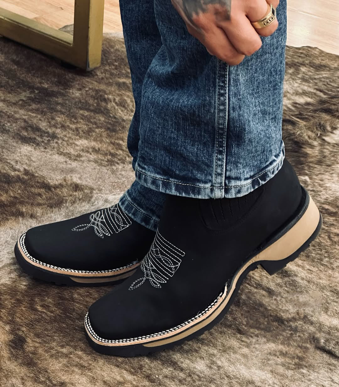 High-density puncture-resistant steel-toe cowboy work boots