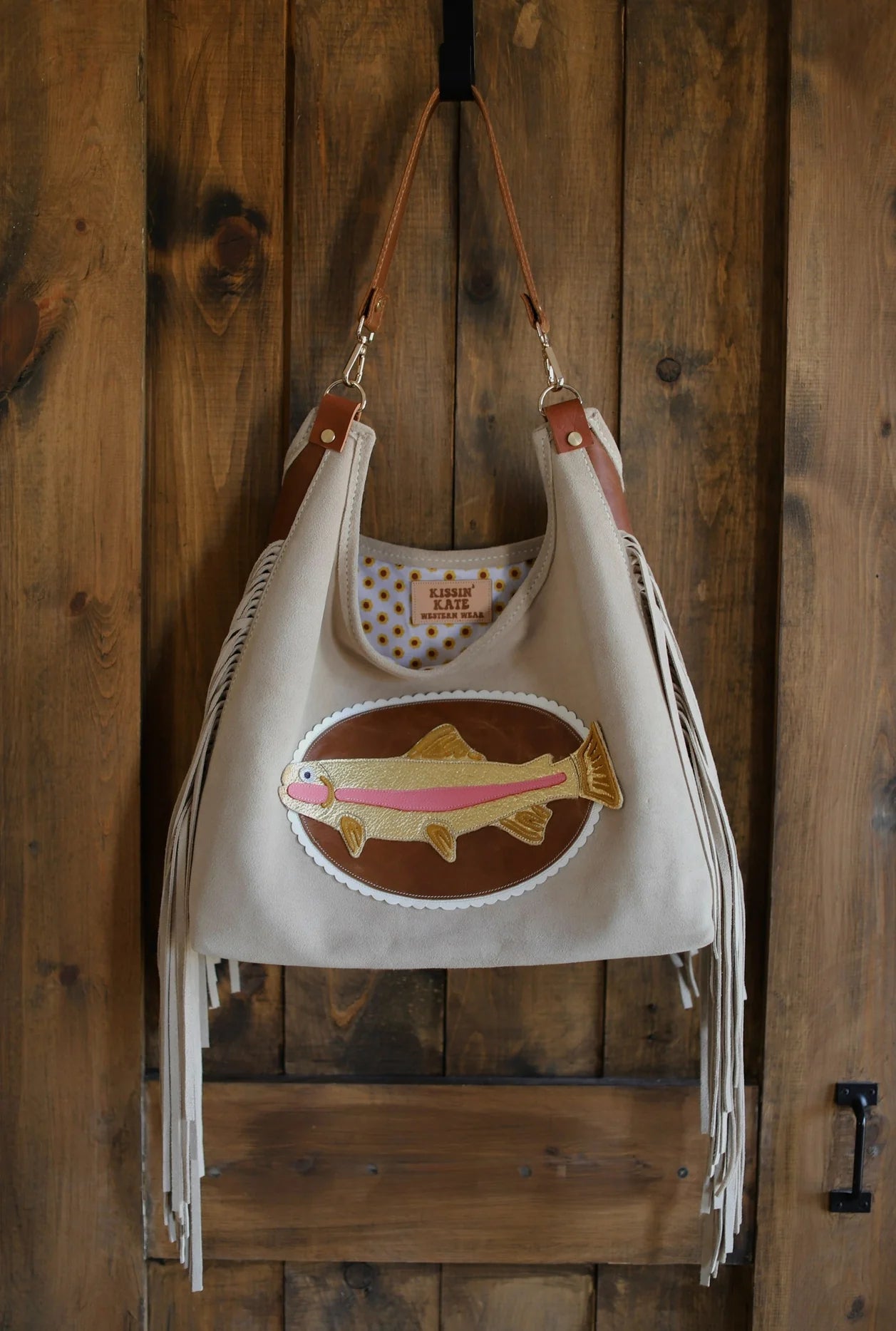 Women's handmade leather bag - fish