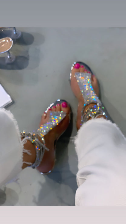 Sparkling Strappy Flat Sandals