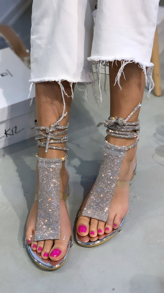 Sparkling Strappy Flat Sandals