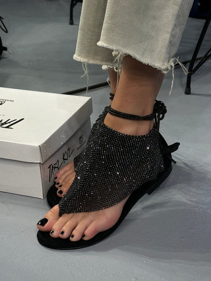 Sparkling dark sandals