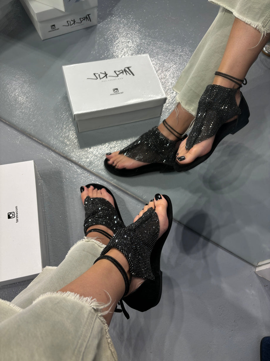 Sparkling dark sandals
