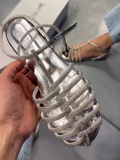Sparkling Rhinestone Flat Sandals