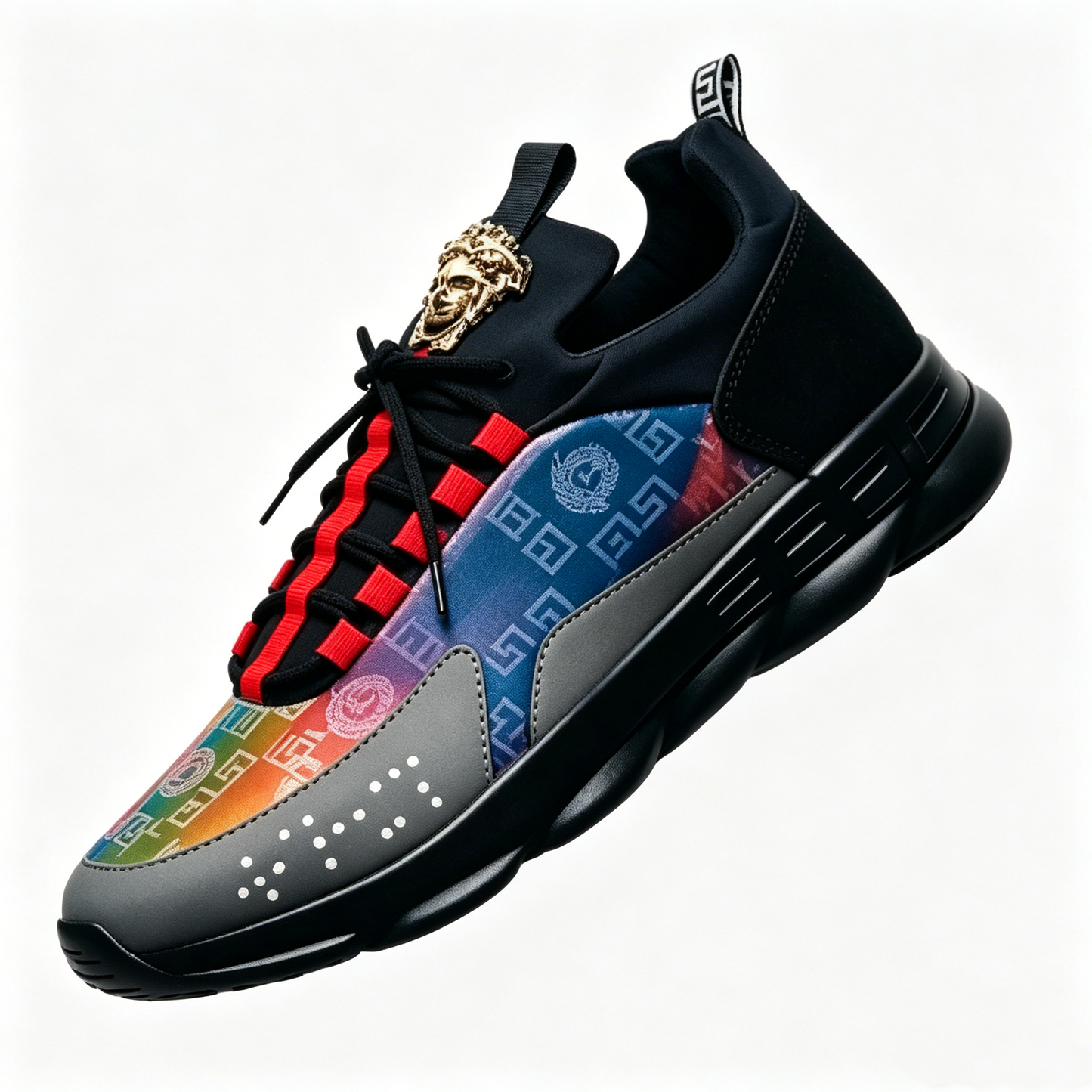 Luxury Black Rainbow Print Casual Shoes