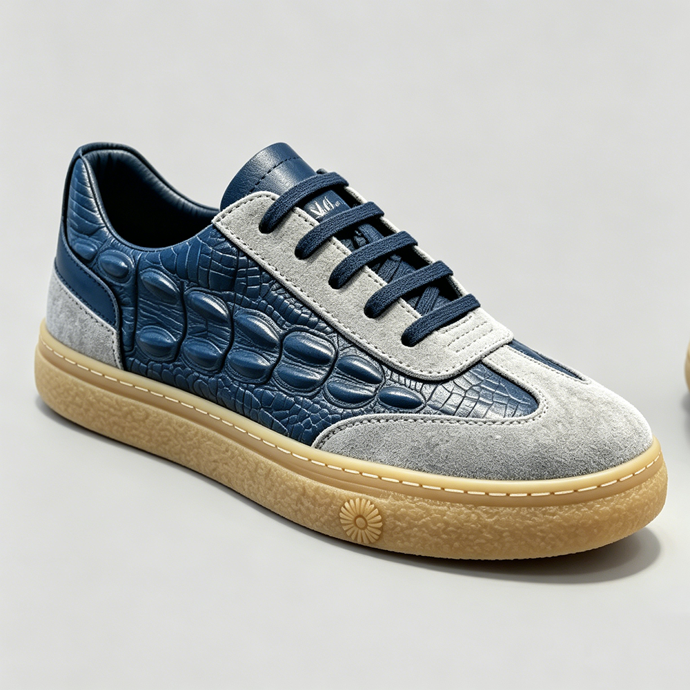 Men’s Croc-Embossed Leather Sneakers