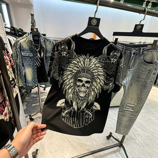 Men's premium rhinestone T-shirt