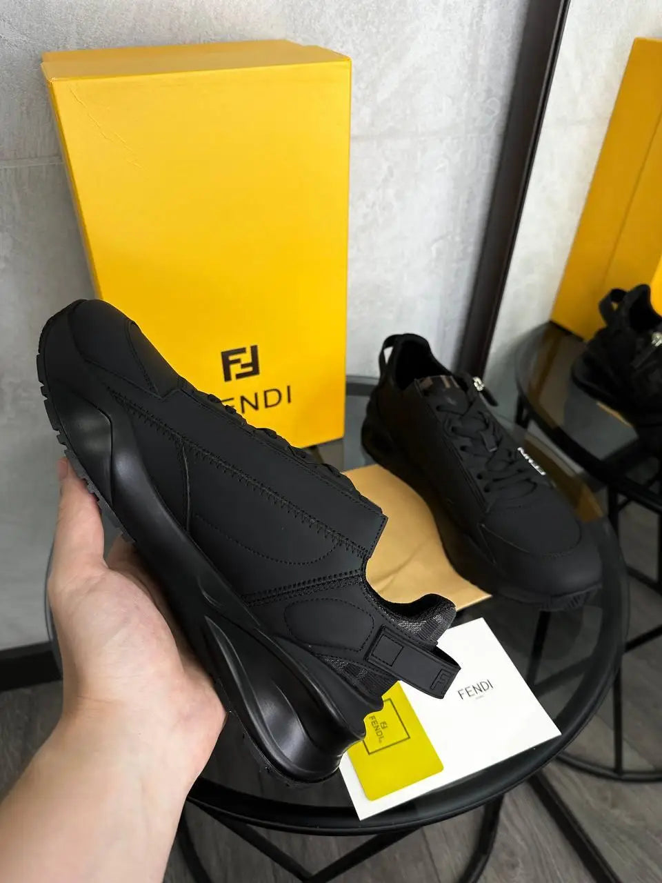 High-quality luxury black sneakers