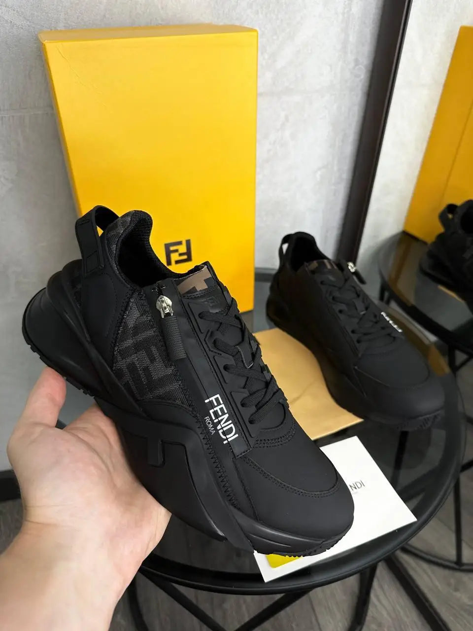 High-quality luxury black sneakers