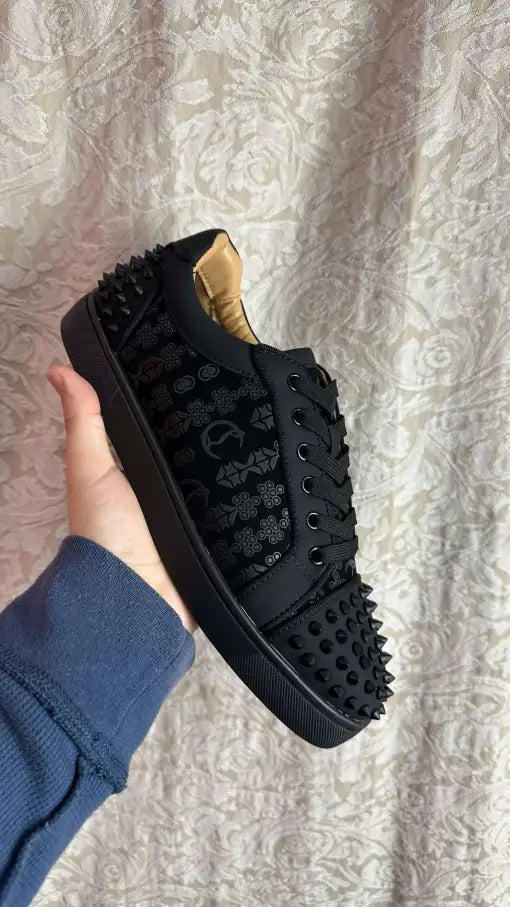 Black luxury studded casual shoes