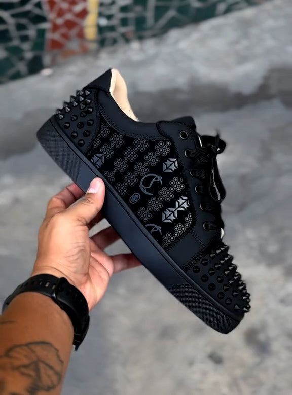 Black luxury studded casual shoes