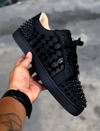 Black luxury studded casual shoes