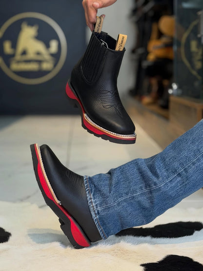 Two-Tone Red Sole Western Chelsea Cowboy Boots