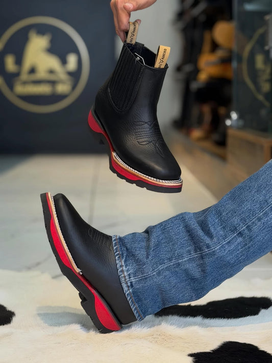 Two-Tone Red Sole Western Chelsea Cowboy Boots
