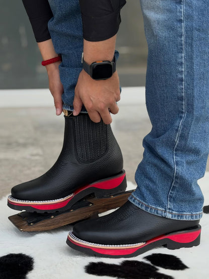 Two-Tone Red Sole Western Chelsea Cowboy Boots