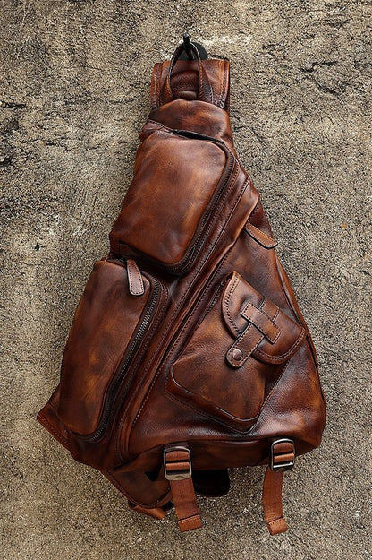 Men's cowhide shoulder bag