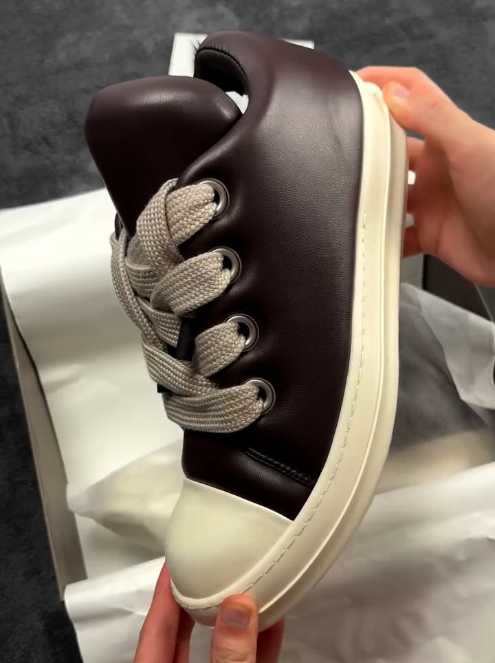Chunky Lace Platform Leather Low Top Sneakers