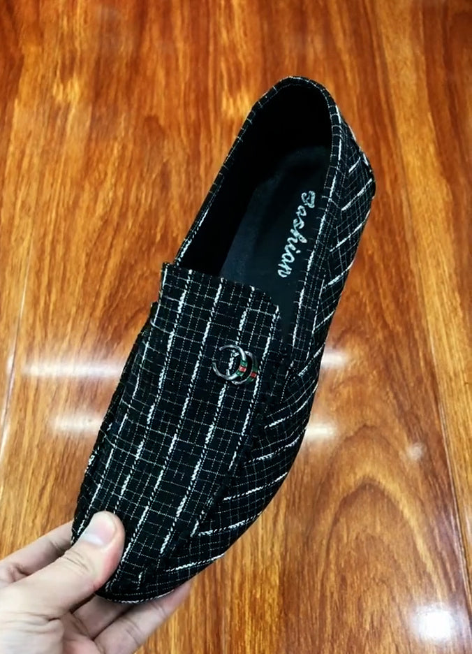 Retro plaid canvas loafers