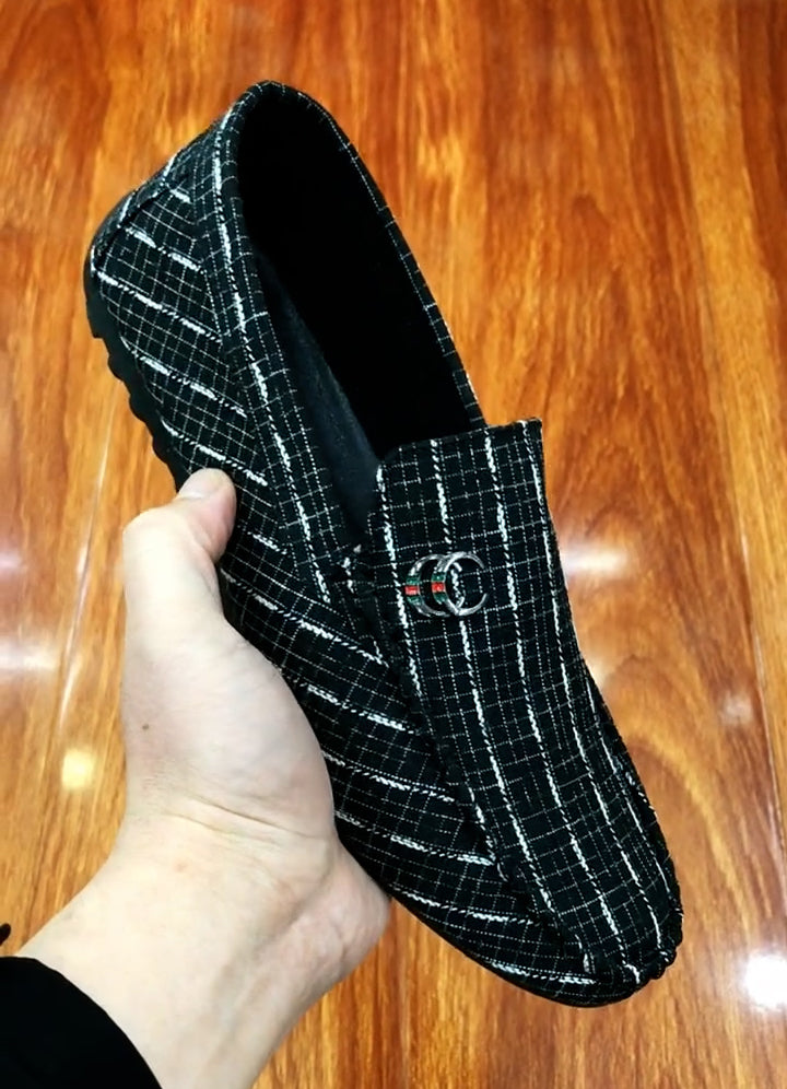 Retro plaid canvas loafers