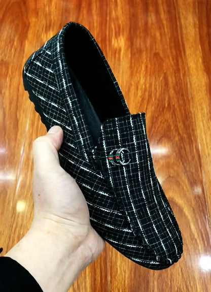 Retro plaid canvas loafers