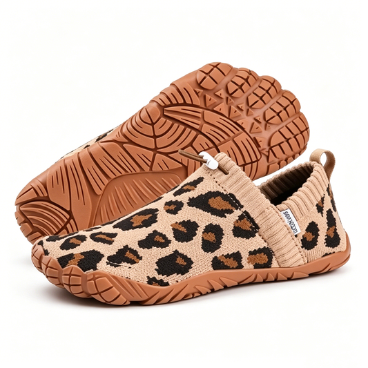Pink leopard print barefoot walking shoes - super comfortable