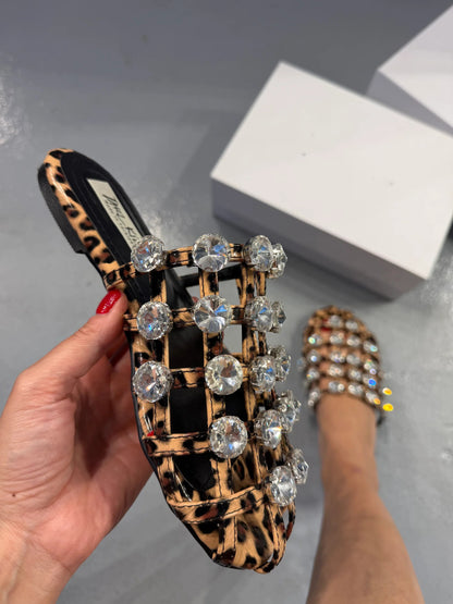 Women's gem-encrusted flat sandals