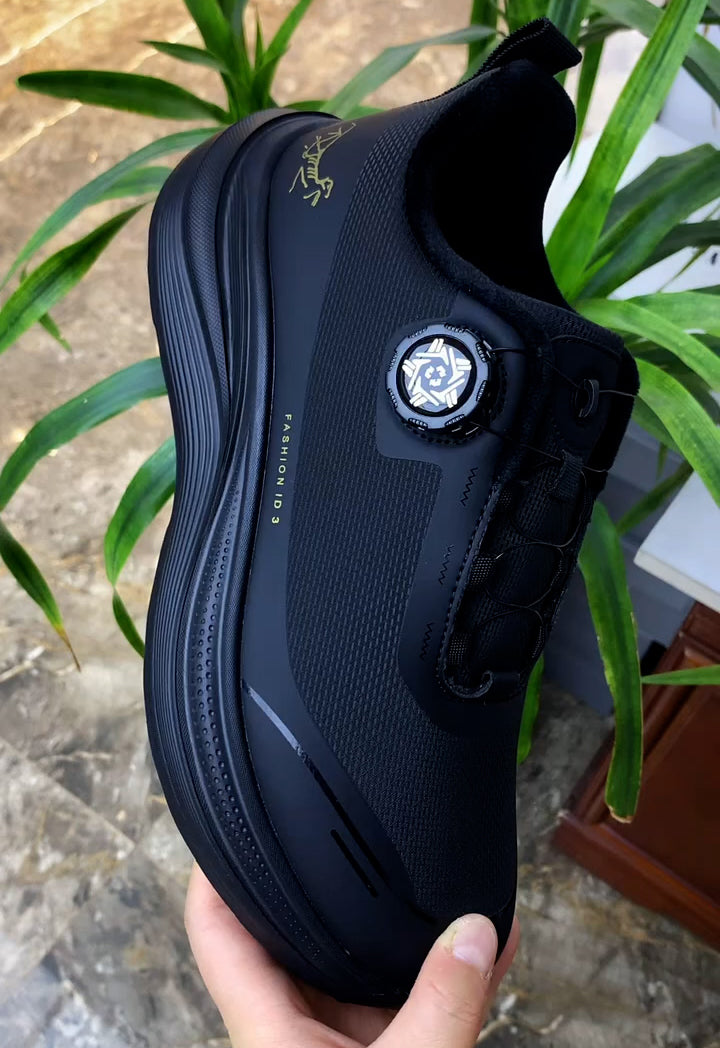 Men's Black Breathable Rotary Knob Sneakers