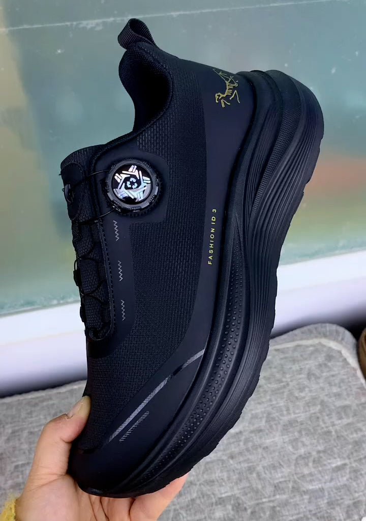 Men's Black Breathable Rotary Knob Sneakers