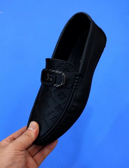 Men's embossed leather loafers