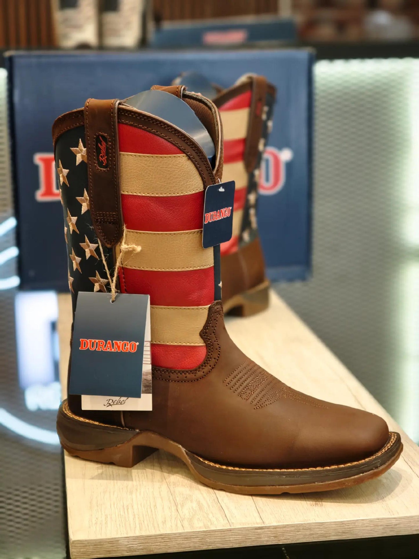 American Flag Square Toe Western Boots