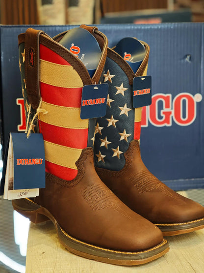 American Flag Square Toe Western Boots