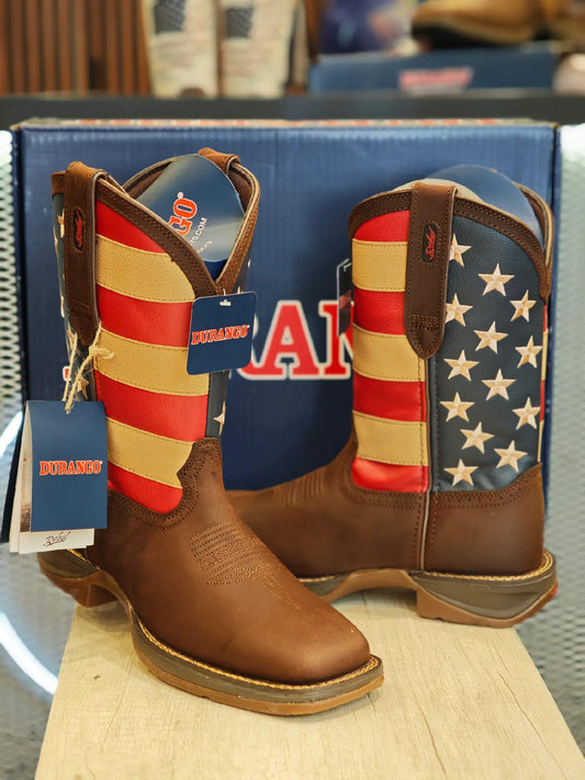 American Flag Square Toe Western Boots