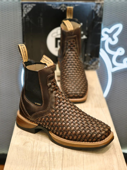 Vintage Weave Two-Tone Chelsea Boots