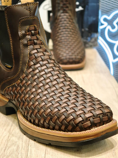 Vintage Weave Two-Tone Chelsea Boots