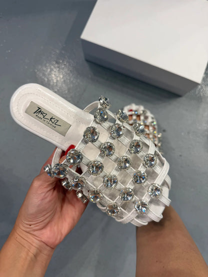 Women's gem-encrusted flat sandals