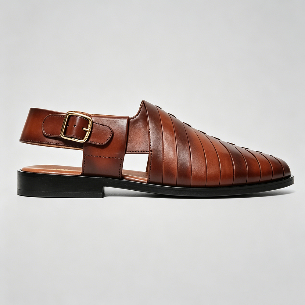 Dark brown handmade leather sandals