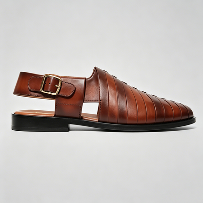 Dark brown handmade leather sandals