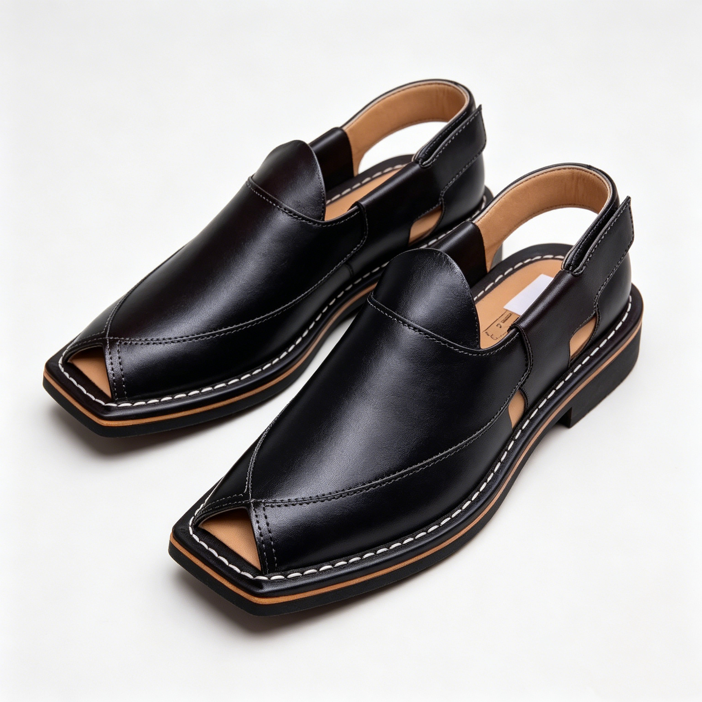 Men's Simple Square Toe Genuine Leather Sandals
