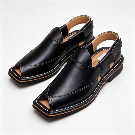 Men's Simple Square Toe Genuine Leather Sandals